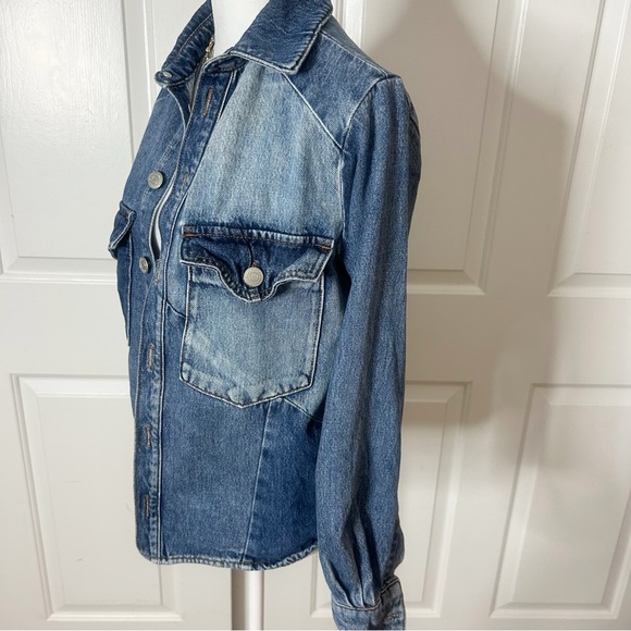 MAJE 
Patchwork-Effect Faded Denim Jacket (Size 1/small) - Picture 6 of 9